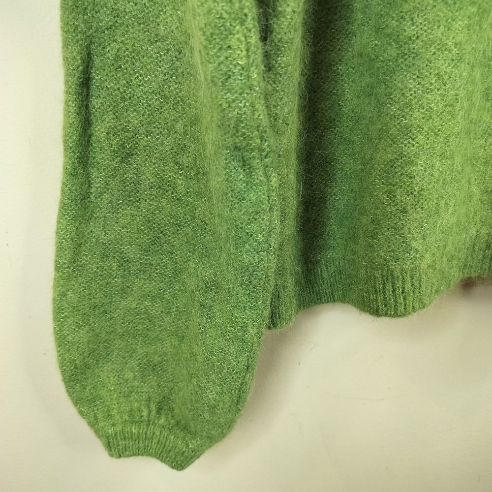 Banana Republic Wool Alpaca Sweater Balloon Sleeve Mock Neck Cozy Green - Picture 4 of 8